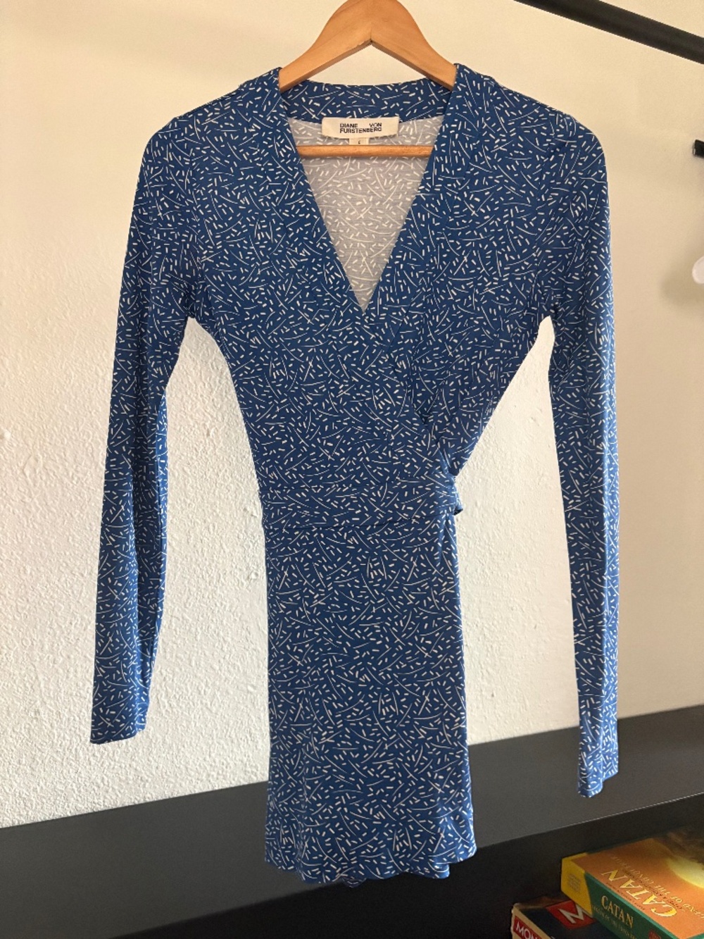 Diane Von Furstenberg Silk Jersey Knit Stretch Wrap Mini Romper French Blue 0